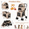 Costway Double Pet Stroller for 2 Dogs or Cats w/ 2 Detachable Carriers Safety Belt Beige - 2 of 4