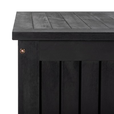 Abri Black Solid Wood Outdoor Deck Box with Wheels