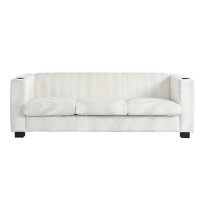 TiramisuBest Armed Velvet Storage Bench – Upholstered Ottoman with Padded Seat for Bedroom, Living Room or Entryway – Ivory