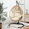 VisioGear Patio Swing Egg Chairs with Puffy Cushion, Wicker Weaving Egg Chair with Base Frame for Living Room Balcony, Brown, 46.5"*72.83"*41.8" - 3 of 4