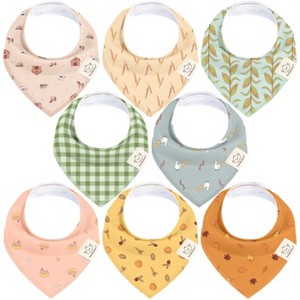8pk Organic Baby Bandana Bibs, Baby Drool Bibs for Baby Boy, Girl, Baby Bibs for Infant, Newborn - 1 of 4