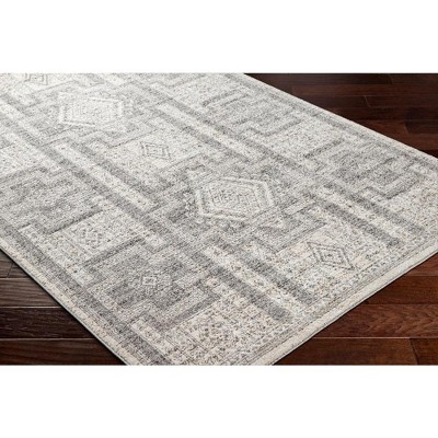 Amaris Light Gray Geometric Synthetic Fur 5'3" x 7'3" Area Rug