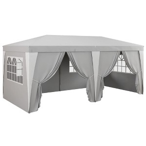 Outsunny 232.25" x 117" Pop Up Canopy Tent with 6 Removable Sidewalls, 4 Windows and Adjustable Height for Outdoor Events, Party, Wedding, Gray - 1 of 4
