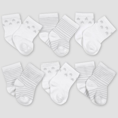 Gerber Baby 6pk Lamb Socks - White/Gray 0-6M