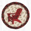 Earth Rugs Red Adirondack Chair Printed Coaster – 5"x5" Braided Jute, Rustic Cabin Tabletop Accent - 2 of 3