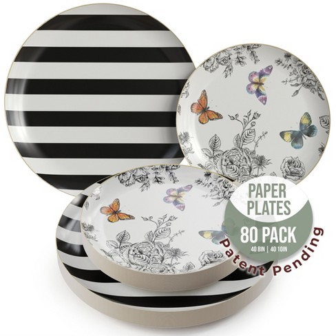 Earthtrends 80 PCS Paper Wedding Plate Service for 40 |10" Dinner Paper Disposable Plates 8" Salad Plates Paper Disposable Plates Monarch - image 1 of 4