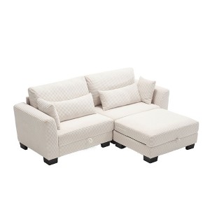 NicBex L-Shaped Modular Sectional Sofa,2-Seat Velvet Couch with Storage Ottoman for Living Room,Apartment,Office - 1 of 4