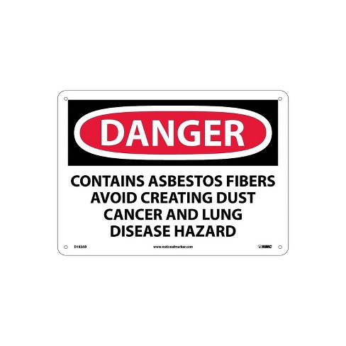 National Marker Danger Contains Asbestos Fibers Avoid. . . 10X14 .040 Aluminum D182AB - image 1 of 1