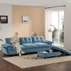 104 Inch L-Shaped Sectional Sofa with Ottoman, Sofa with Charging Ports and Side Pockets, Chenille Sofa with Wood Frame-Coolbibila - 3 of 4