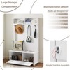 Vynxaria White Classic Freestanding Coat Rack with Open Shelves, Shoe Cabinet & 4 Hooks, Ideal for Hallways & Entrances - 4 of 4