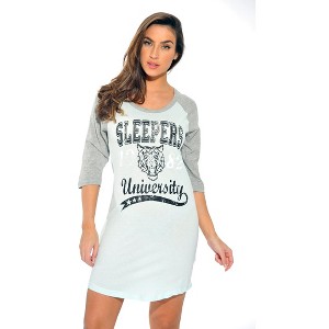 Just Love 100% Cotton Sleep Dress for Women Baseball Sleeve Nightshirt - 1 of 3