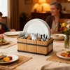 EcoSummer Bamboo Utensil Holder with 4 Compartments & Metal Tray, Wooden Silverware Caddy for Party Picnic Camping. - 4 of 4