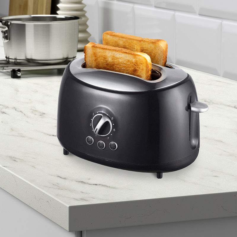 Brentwood Cool Touch 2-Slice Extra Wide Slot Retro Toaster in Black, 2 of 5