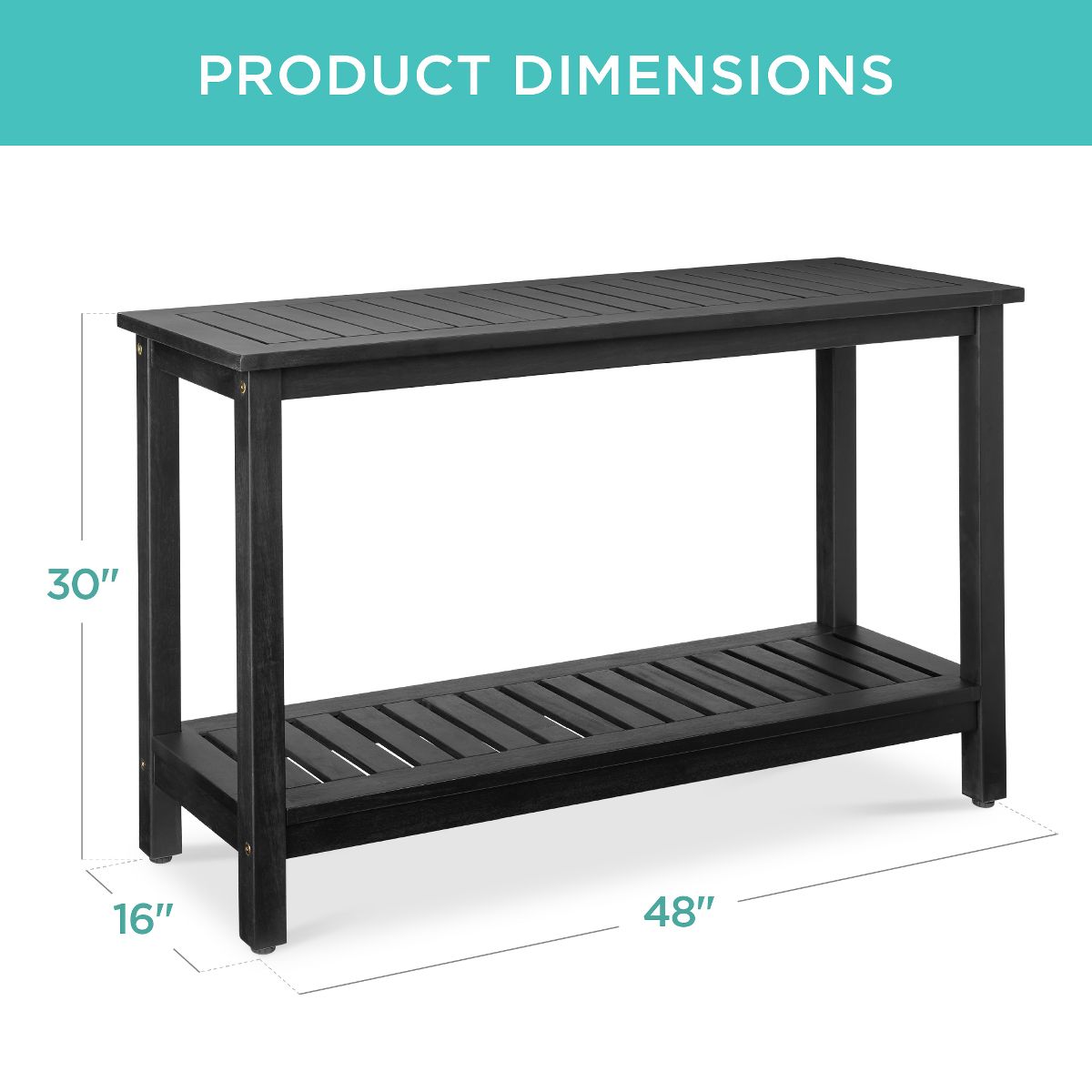 Best Choice Products 48in 2-Shelf Indoor Outdoor Wooden Console Table Multifunctional Buffet Bar Storage - Natural - thumbnail 6
