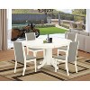 HomeStock 5-Piece Oval Linen White Finish Solid Wood Top Dining Table with 4 Parson Chair with Butterfly Leaf - 2 of 4