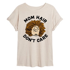 Women's - Peanuts - Mom Hair Dont Care Oversized Graphic T-Shirt - 1 of 4