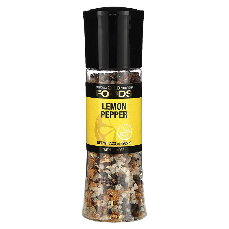 California Gold Nutrition Foods, Lemon Pepper Salt Grinder, 7.23 oz (205 g), 1 of 4