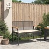 vidaXL Patio Bench with Cushion Black Poly Rattan Acacia Wood - 3 of 4