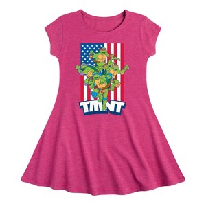 Girls' - Teenage Mutant Ninja Turtles - USA Turtles Fit & Flair Cap Sleeve Dress - 1 of 2