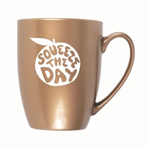 Elanze Designs Squeeze The Day 10 ounce New Bone China Coffee Tea Cup Mug, Bronze - 1 of 4