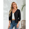 Coolmee Women's Cropped Cardigan 3/4 Sleeve Lightweight Crochet Shrug Hollowed Out Knit Sweater Tops - 2 of 4