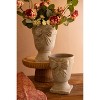 2 x Set of Two Concrete Urns with Bow Detail – Grey Distressed Finish – Tabletop, Patio and Garden Decor by Kalalou - 4 of 4