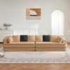135" Teddy Fabric 4-Seat Straight Sectional Sofas Fluffy Oversized Couch with 32D High-Density Sponge, Curved Armrests & Contrast Color Design - 3 of 4