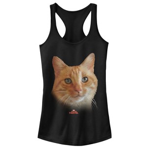 Juniors Womens Marvel Captain Marvel Goose Cat Portrait Racerback Tank Top - 1 of 4