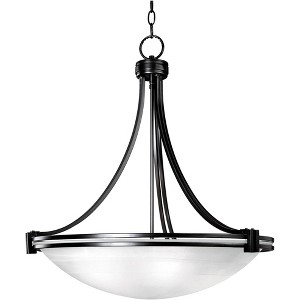 Possini Euro Design Deco Oil Rubbed Bronze Pendant Chandelier 24 1/4" Wide Modern White Marbled Bowl Glass 5-Light Fixture for Dining Room Kitchen - 1 of 3