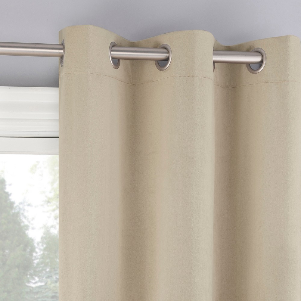 40"x84" Sun Zero Brighton Velvet 100% Blackout Grommet Curtain Panel Taupe: Energy Efficient, Noise Reduction, Thermal Insulated