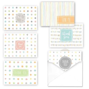 36ct Simply Shapes Baby Thank You Assortment Card Packs: Multicolor Notecards, Blank Inside, Baby Shower Stationery - 1 of 2