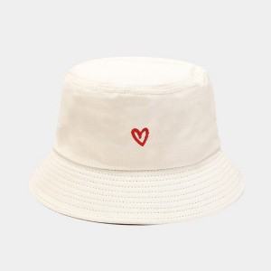 Anna-Kaci Women's Cotton Bucket Hat with Red Heart Embroidery and Wide Brim - 1 of 4