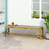 Dexmalle Rustic Patio 3 Seater Bench with Rattan Cushion - 2 of 4