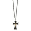 Chisel Stainless Steel with 14K Gold Accent with Black Enamel Crucifix Pendant on a 24" Curb Chain Necklace - 3 of 4
