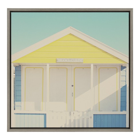 Kate and Laurel Sylvie Beach Hut 3 Framed Canvas by Laura Evans, 22x22, Gray