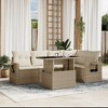 vidaXL 6 Piece Patio Sofa Set with Cushions Beige and Cream Poly Rattan - Without Storage - 2 of 4
