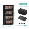 GlasFlength Decorative Storage Cabinets Accent Cabinet Folding Storage Cabinet Free standing Cabinet for Living Room, Black, 23.62"*13.78"*48.43" - 3 of 4