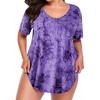 Women's Short Sleeve Shirt Tops Plus Size Tie Dye Casual Loose Fit Tunic Tops With Pocket - 3 of 4