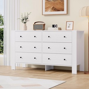 6-Drawer Dresser for Bedroom, Modern Tall Dresser Organizer with Storage Drawers, Sturdy Wooden Chest for Entryway, Hallway, Home Office - 1 of 4