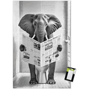 Trends International Reinders: Toilet Humor - Elephant Toilet Unframed Wall Poster Print White Mounts Bundle 22.375" x 34" - 1 of 4