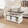 EROMMY Farmhouse Lift Top Coffee Table With Storage & Sliding Barn Doors - 3 of 4