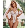 Clotth Women's Deep V Lace Teddy Bodysuit - Exquisite One Piece Lingerie, Babydoll Teddy Underwear - 2 of 4