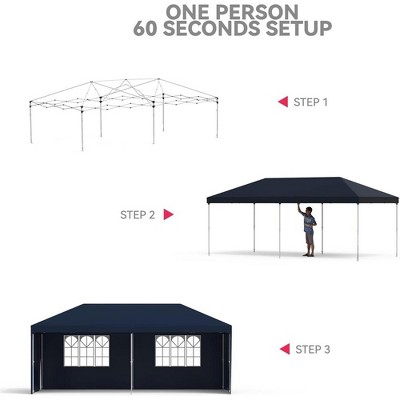 Navy Blue 10x20ft Pop Up Outdoor Canopy Tent with Removable Sidewalls