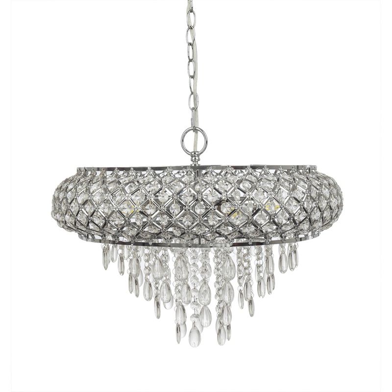 14.25&#34; Tiered Crystal Glass Hanging Chandelier Chrome - River of Goods, 4 of 9