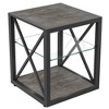Racxily Modern End Table, Tempered Glass & MDF Top with Industrial Style for Bedroom & Living Room - 2 of 4
