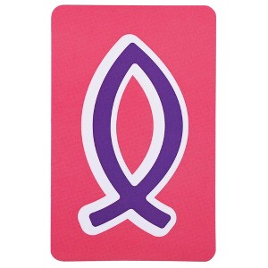 Dicksons BKMPK-515 Fish Symbol for We Live by Faith Not by Sight Bright Purple and Pink 2.5 x 4 Paper Encouraging Durable Laminated Bookcard Bookmark, - 1 of 2