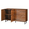 ORRD Modern Solid Wood Sideboard with Wave Relief, 59 Inch Storage Cabinet with Iron Legs for Living Room Dining Room, Walnut - 3 of 4