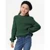 Girls Crewneck Knit Pullover Sweaters Long Lantern Sleeve Oversized Knit Cute Jumper Tops - 4 of 4
