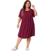 Agnes Orinda Women's Plus Size Comfort Short Sleeve Round Neck Nightgown - 3 of 4