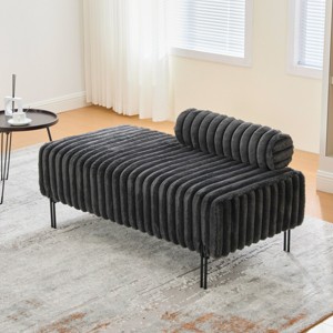 Upholstered Bench Loveseat with Metal Legs,End of Bed Bench Window Ottoman with Adjustable Back for Living Room Bedroom Hallway-The Pop Home - 1 of 4